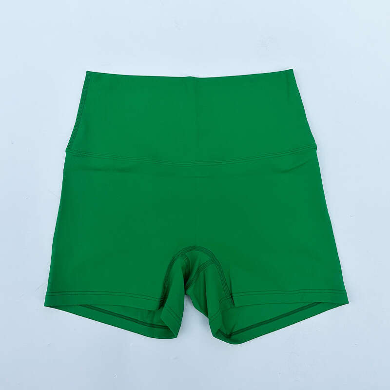 New Style Barely There High Waist Brushed Wear Nylon Women Tight Yoga Three-Quarter Sports Shorts Peach fc