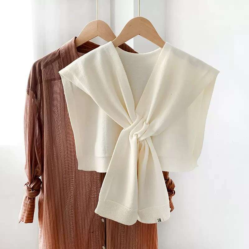 casquette beanie cap Dongdaemun Solid Color Small Shawl for Women, Autumn and Winter Outerwear, Korean Style Versatile Ins Trend Knitted Wool Scarf