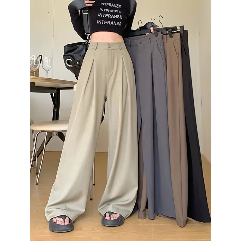 Of The Season Womens Casual Straight Leg Trousers High Waist Slimming Loose Fit Suit Pants Comfortable Fashionable Z260314