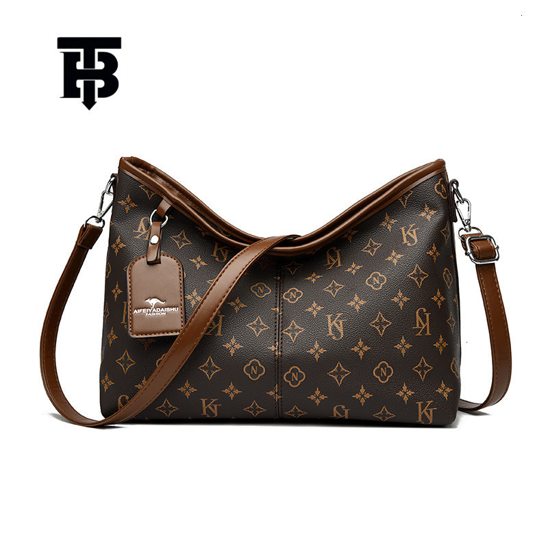 TB BHULAMTE Designer Luxury Retro Women's Old Flower Handbag Fashion Soft Leather Business Single Shoulder Crossbody Bag Free Shipping Large Capa