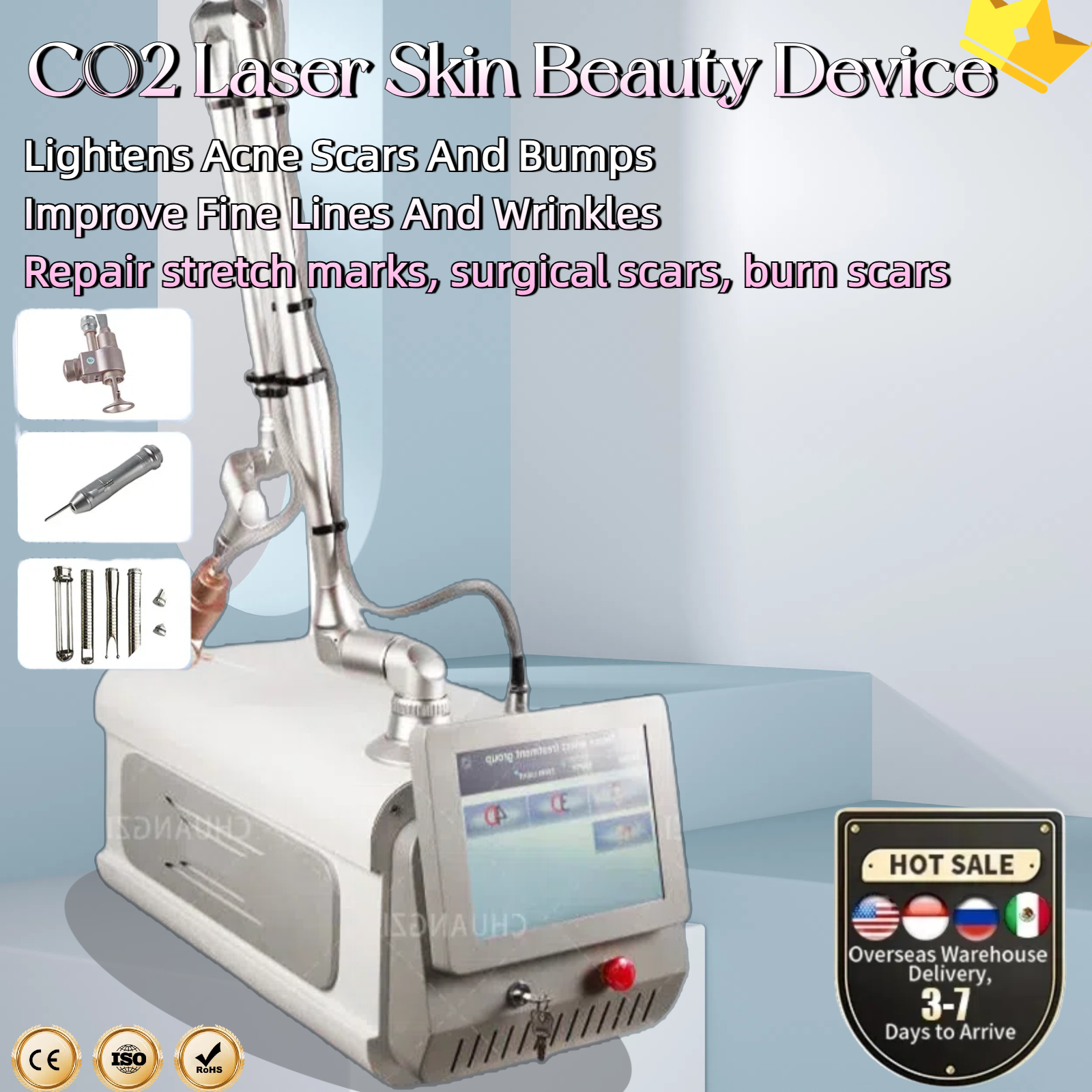 High-end CO2 Laser Beauty Device Removal Of Wrinkles, Fine Lines, Photodamage, Uneven Skin Tone And Sagging Skin Scars Vaginal Repair