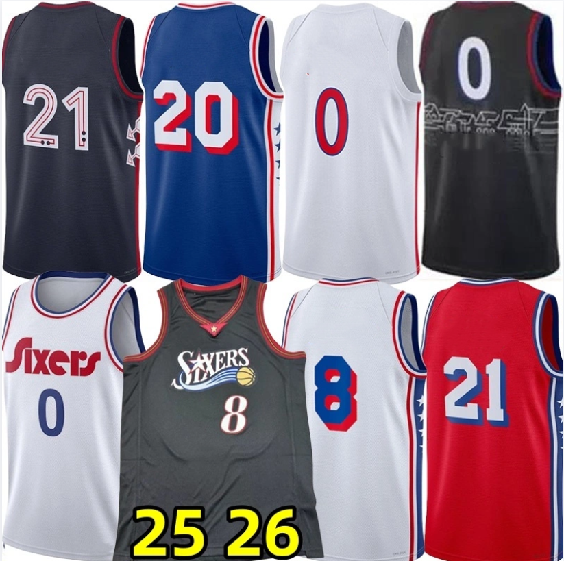 76eers City Basketball Jerseys Paull George Joell Embiid Tyrese Maxey VJ Edgecombe Kelly Oubre Jared McCain Andre Drum Allen Iverson Retro Custom Jersey