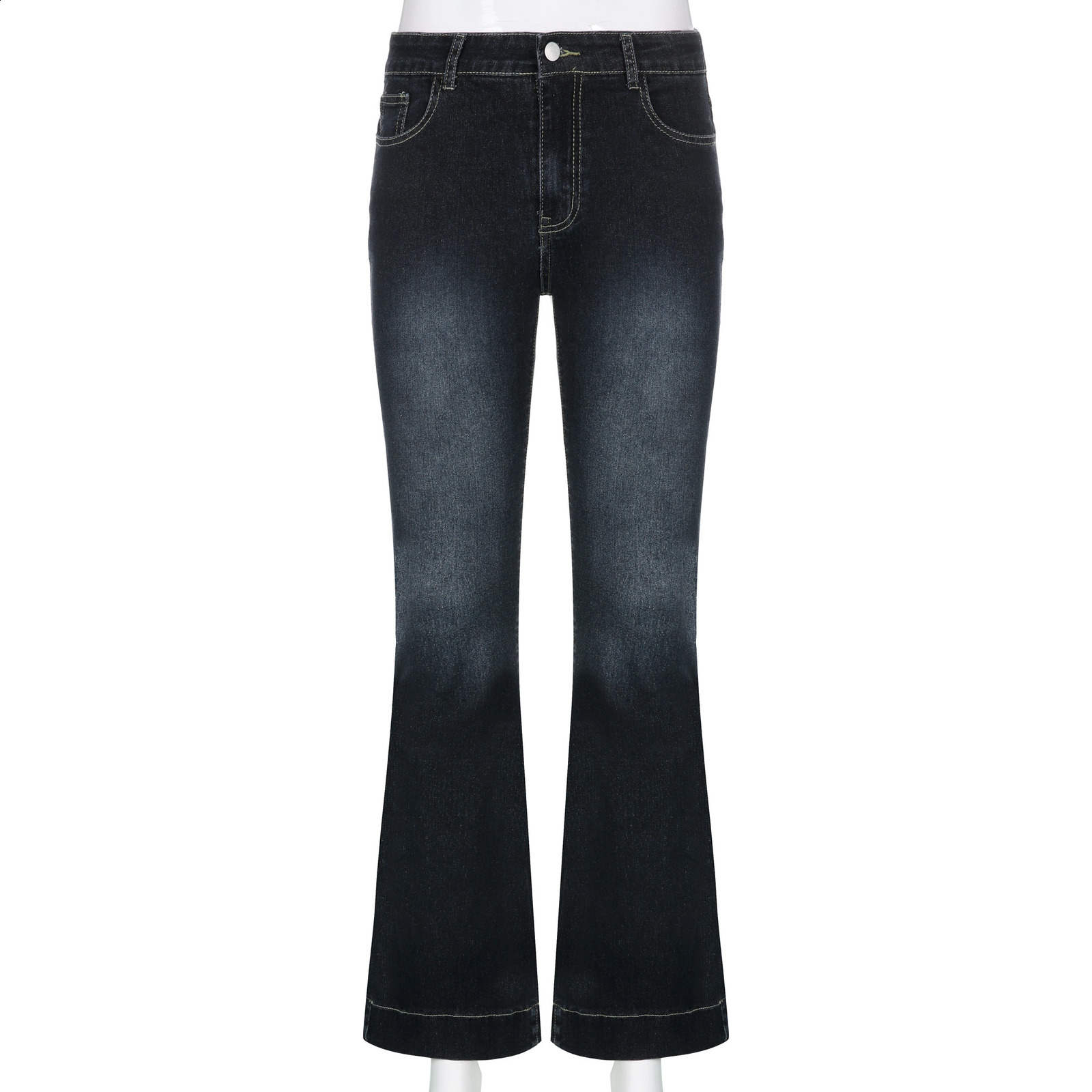 Rockmore Vintage Flare Low Washed Jean Pants Y2K Aesthetic High Street Denim Trousers Korean Casual Z260313