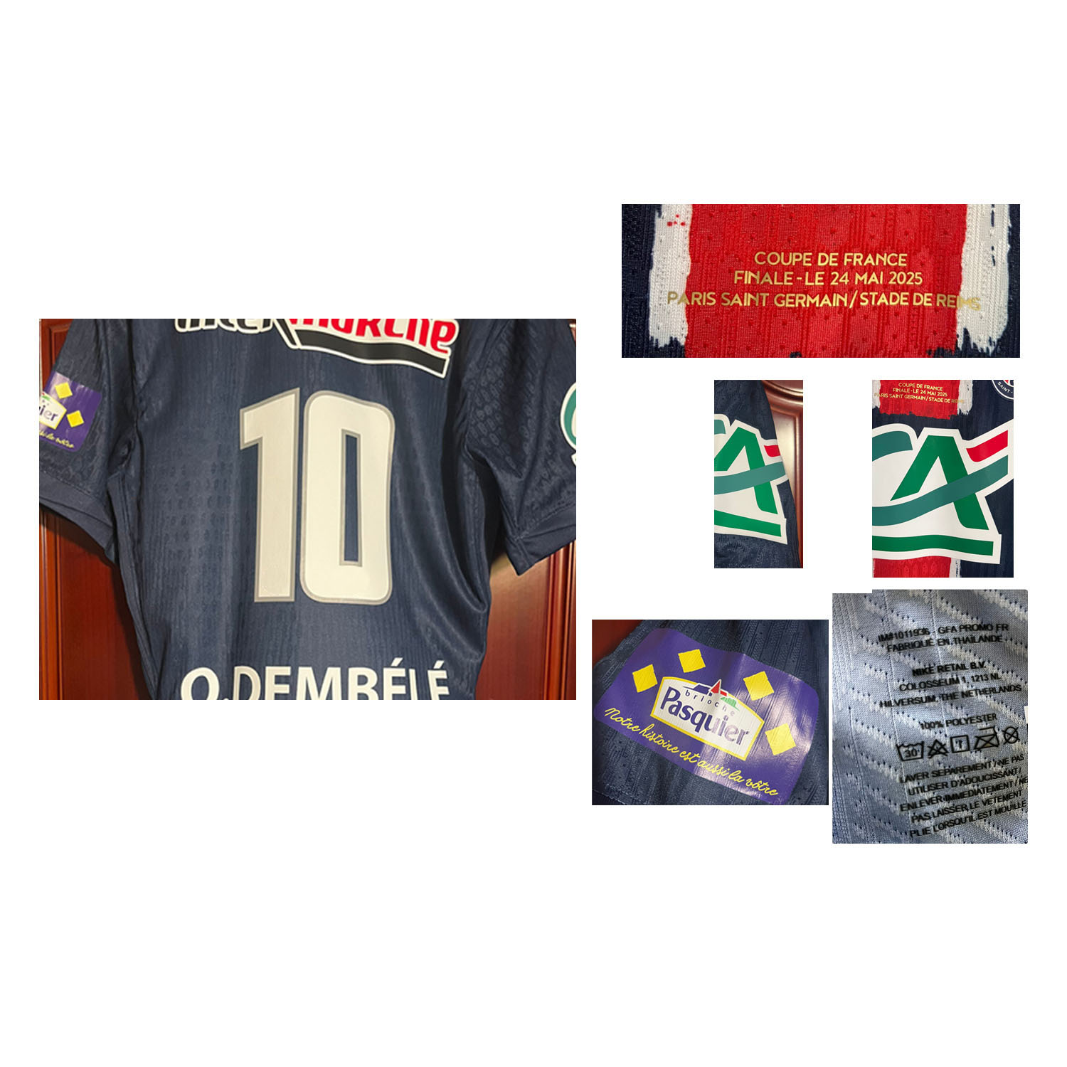 2025 Final Jersey Match Worn Player Issue Dembele D.Doue Kvaratskhelia Joao Neves Maillot Soccer Jerseys
