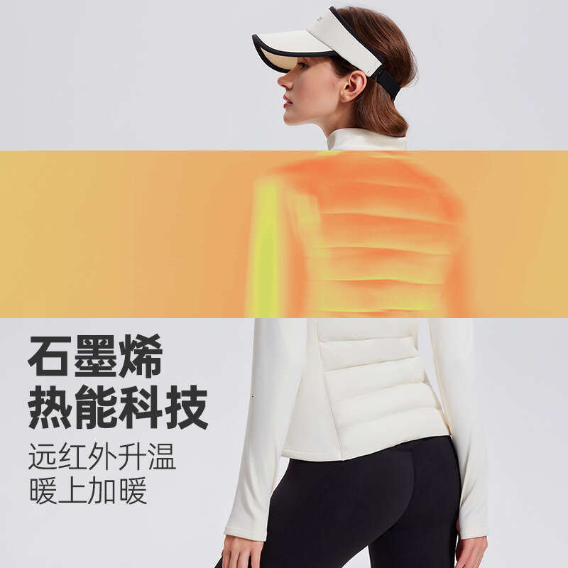 3-Proof Sports Down Jacket for Women, Outdoor Running, Windproof, Warm, Fitness Top, Lightweight, Slim Fit, Stand Collar, Ribbed Coat d9 01