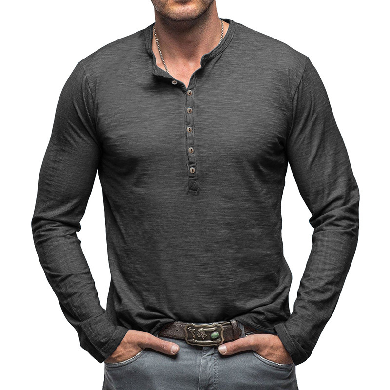 Casual Pink Male Henley Tee Featuring Durable Pure Cotton Material & Buttoned Front Design