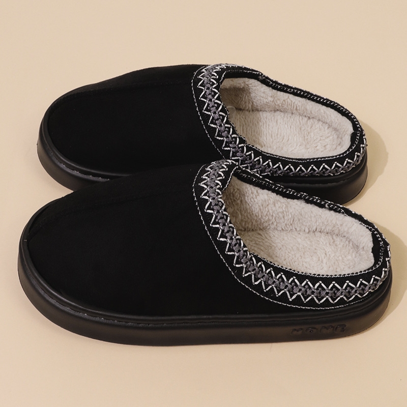 Free shipping Autumn and Winter Women's new fashionable and comfortable fluffy woolen shoe collar thick-soled round-toe casual lazy cotton slippe