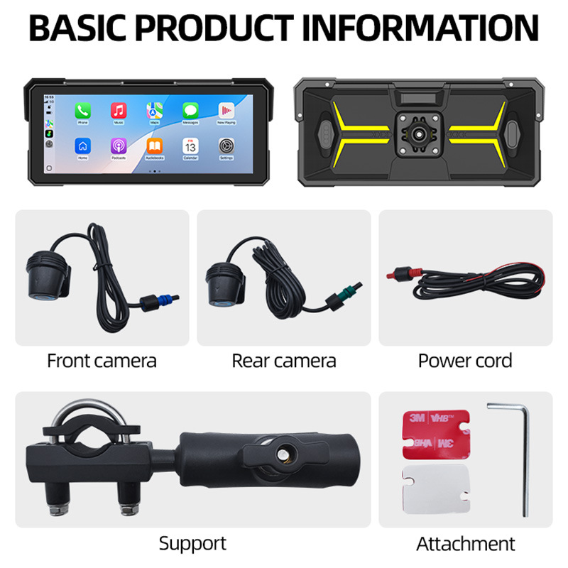 CarPlay Screen for Motorcycle,Portable Wireless Carplay/Android Auto for Motorcycle,8.1 inch IPS Waterproof Portable Radio GPS for Motorbike with Mirr