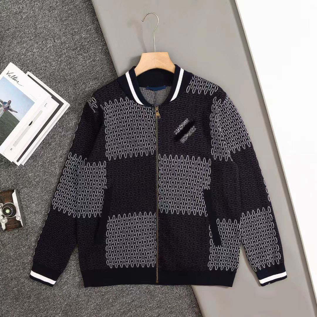 Men's designer brand commuter jacket light luxury fashion checkerboard pocket design, cardigan zipper simple British retro style