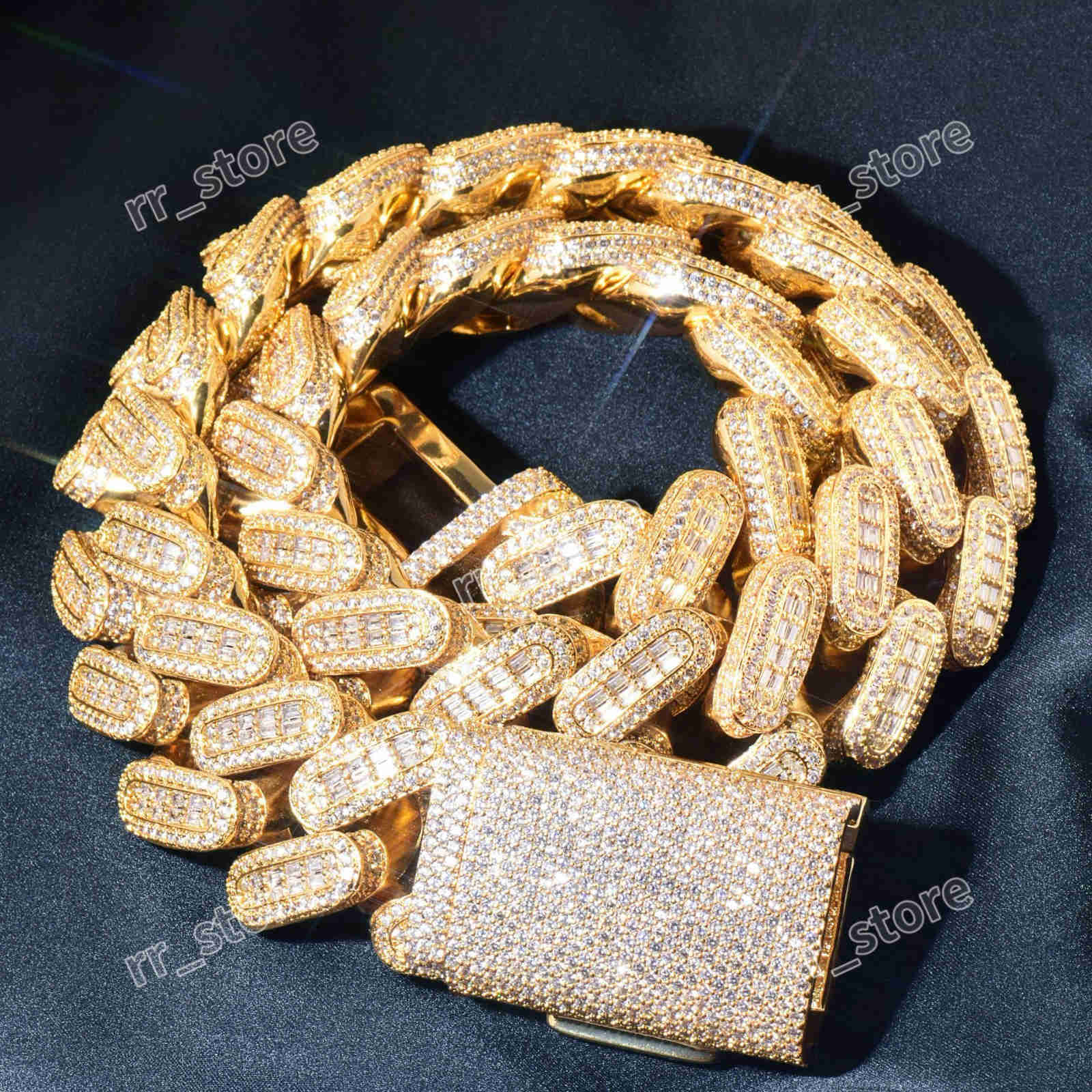moissanite chain cuban link chain Big Heavy Mens Necklace iced Out Vvs Moissanite Baguette Diamond Hip Hop necklace gift