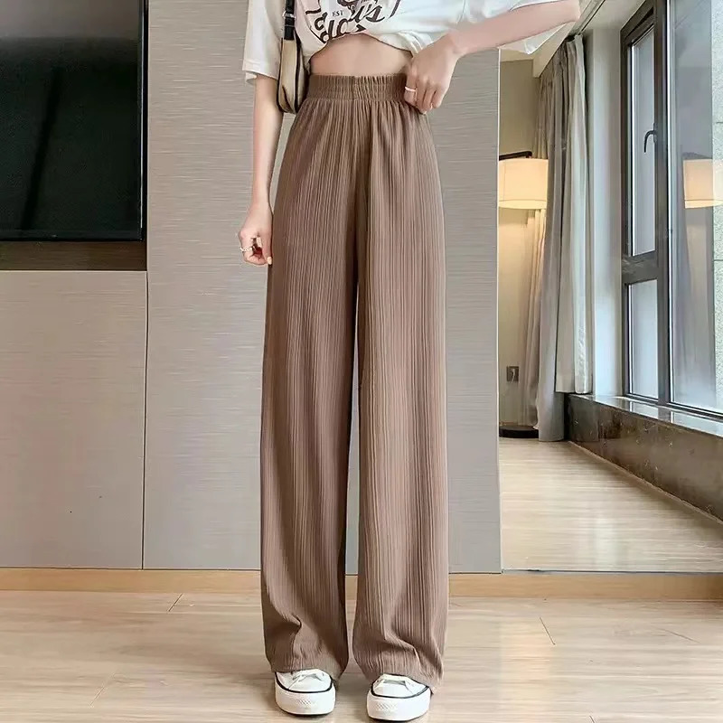 Autumn Women Clothes Elastic Waist Drawstring Straight Sporty Casual Wide Leg Pants Solid AllMatch Basic Trousers Z260314