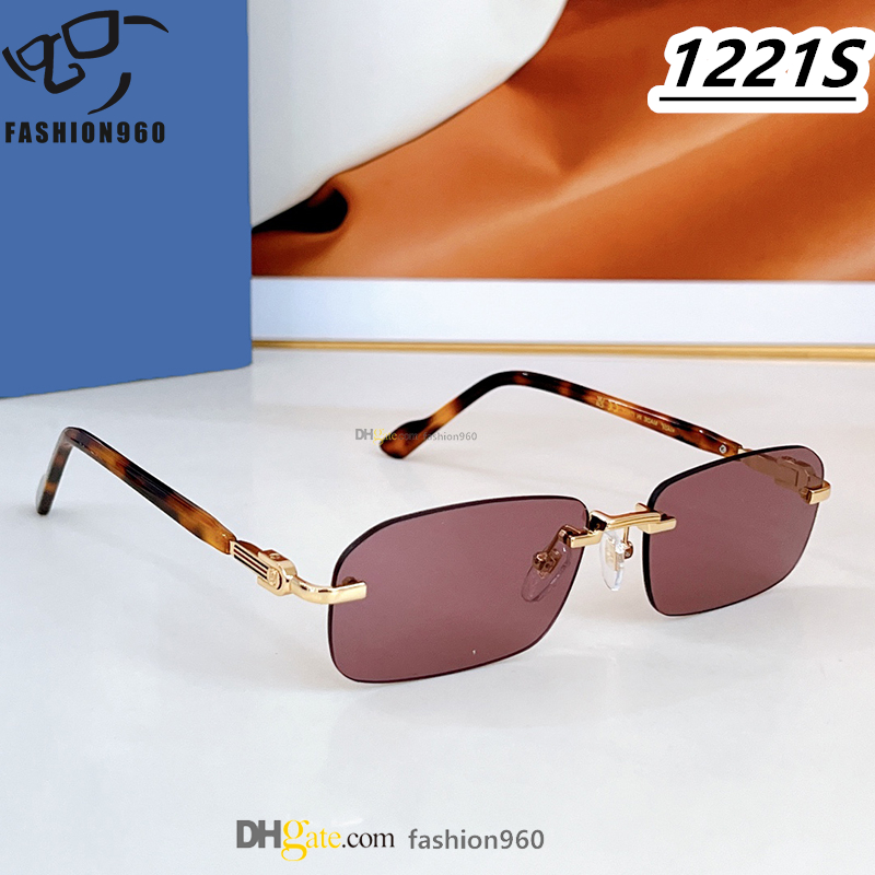 Full pattern lens luxury sunglasses Women Fashion famous Designer Brand Men GG1221S Acetate Personality Classic Clear optical frame lunettes de soleil