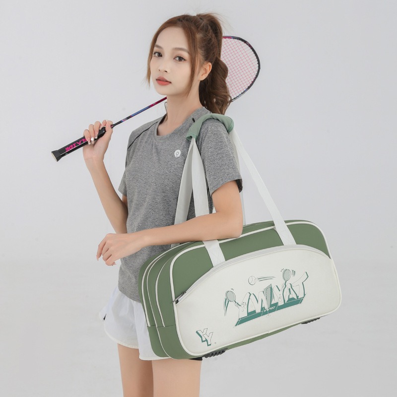 Large Capacity Badminton Racket Backpack for 3 Rackets Multi-Layered Nylon Sports Bag Water-Resistant Features for Outdoor Use and Daily Organization