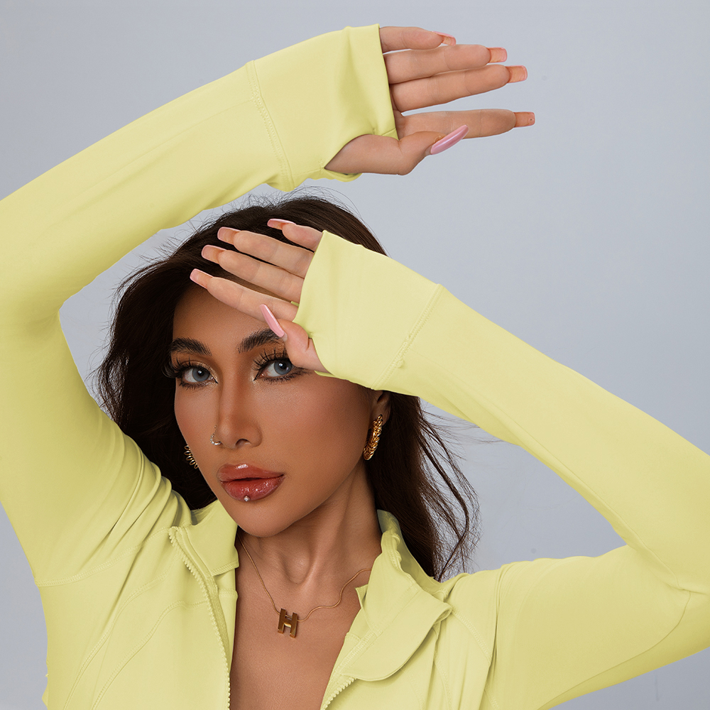 Women's Yoga Jacket Yoga Top Fitted Slim-Fit Jacket Long-Sleeved Sports Casual Fitness Jacket for Women