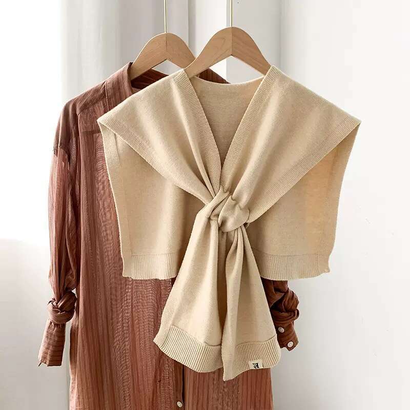 casquette beanie cap Dongdaemun Solid Color Small Shawl for Women, Autumn and Winter Outerwear, Korean Style Versatile Ins Trend Knitted Wool Scarf