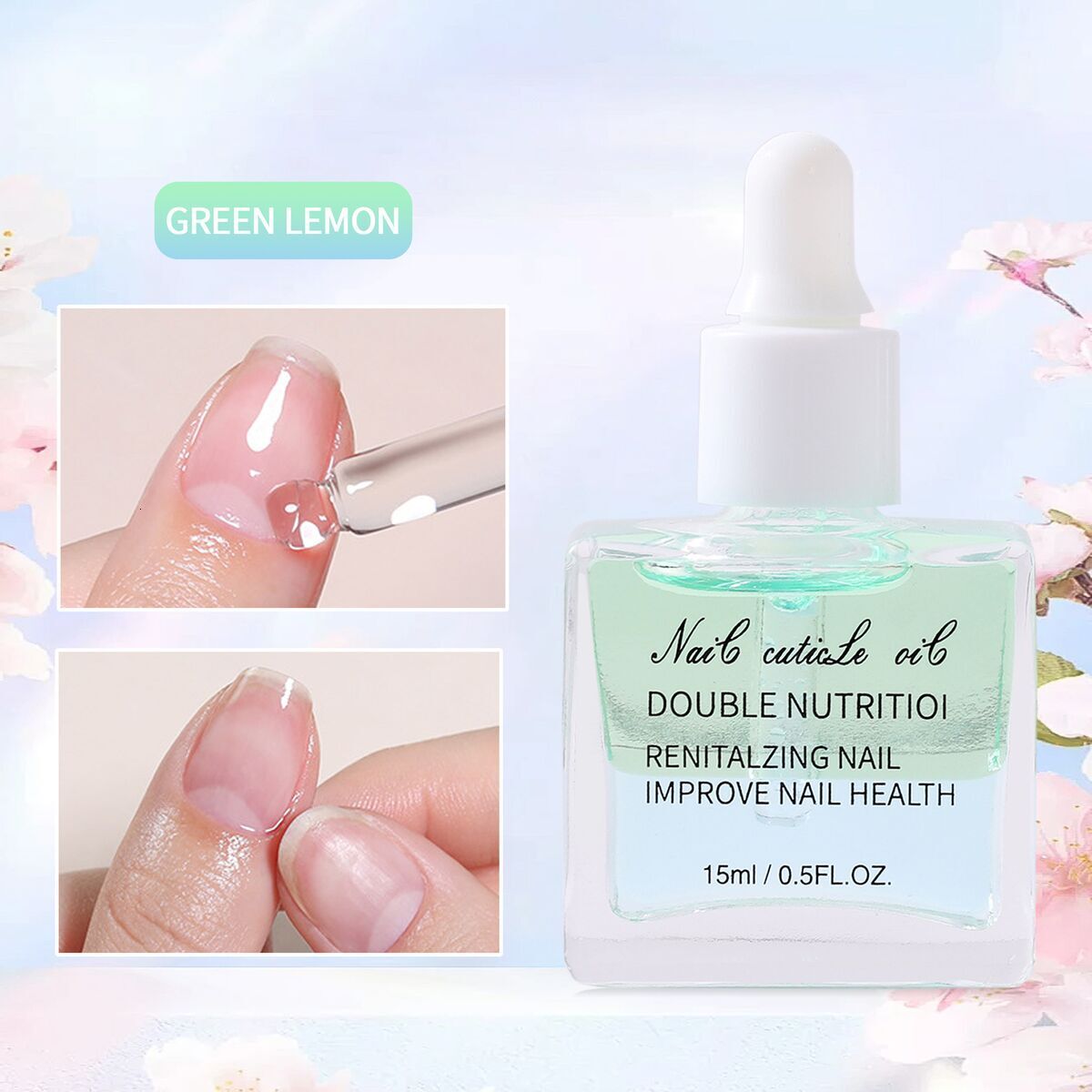 Nail art two-color nail nourishing oil, finger edge oil, anti backstitch and anti breakage floral nail oil, nail care