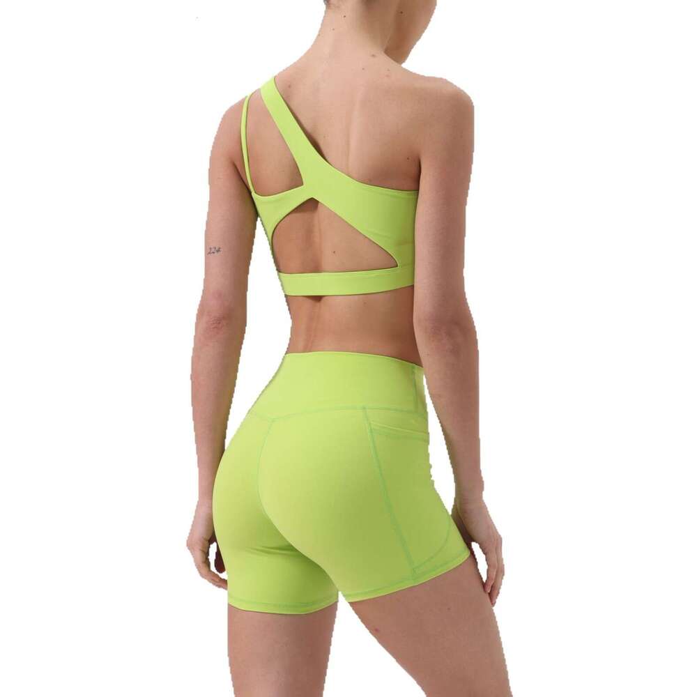 Off-Shoulder Beautiful Back Yoga Bare Sensation Sports Bra Irregular Straps Running Fitness Vest Top 48