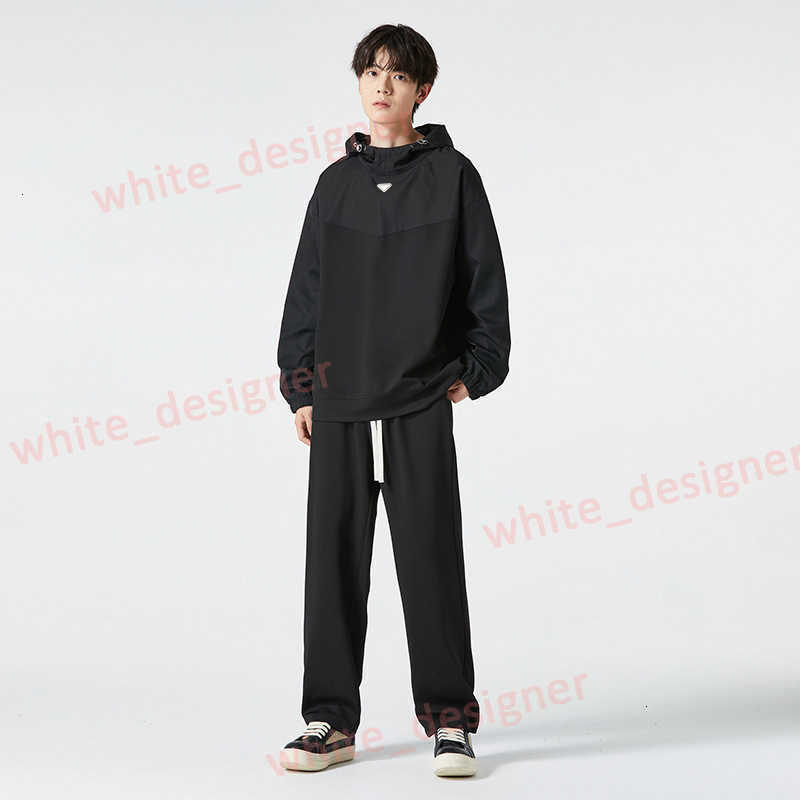 Designer Men's Tracksuits 2025 Autumn New Men's Casual Sports Set Patchwork Hooded Loose Sweatshirt Straight Knitted Pants Two-Piece Set