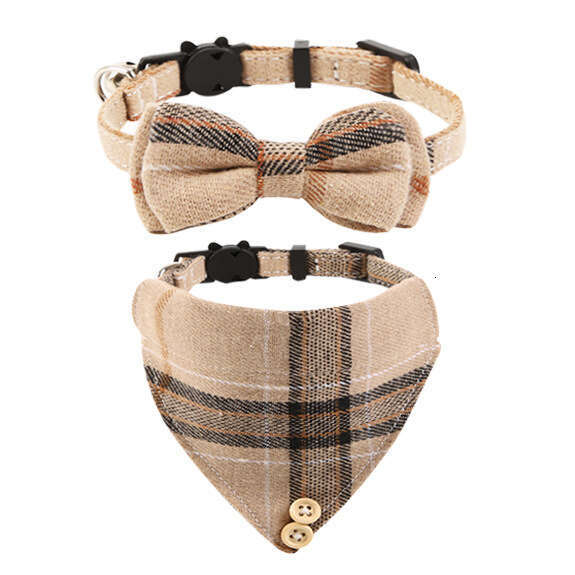Lanjia- New British Style Plaid Bowknot Set Pet Bell Cat Collar 415E8
