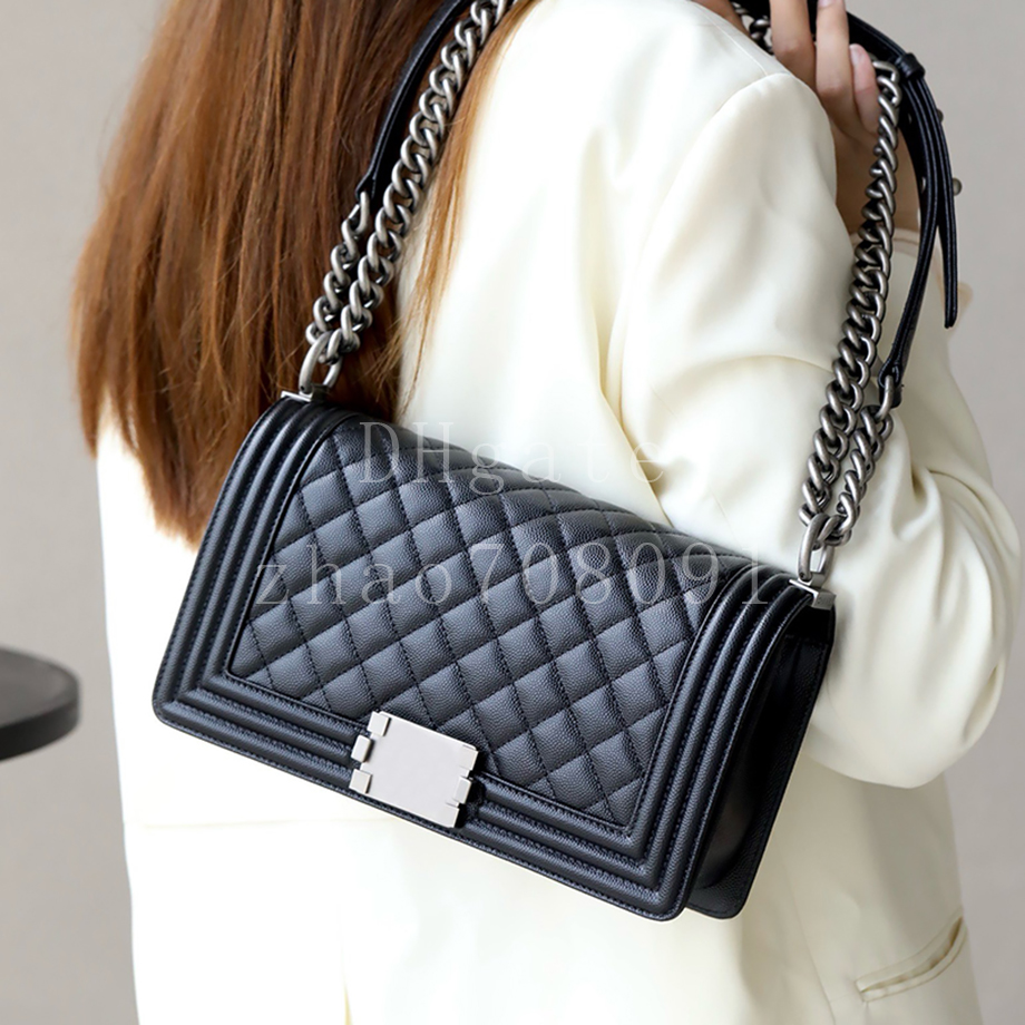 Diamond quality designer bag Woman shoulder handbag Medium 25CM genuine leather crossbody bags Luxury chain bags With box C111