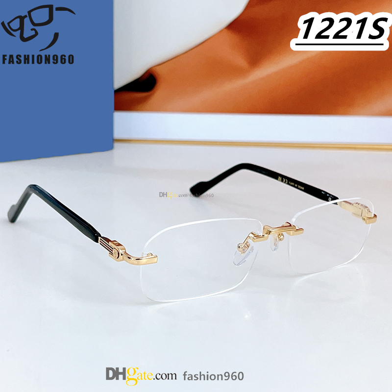 Full pattern lens luxury sunglasses Women Fashion famous Designer Brand Men GG1221S Acetate Personality Classic Clear optical frame lunettes de soleil