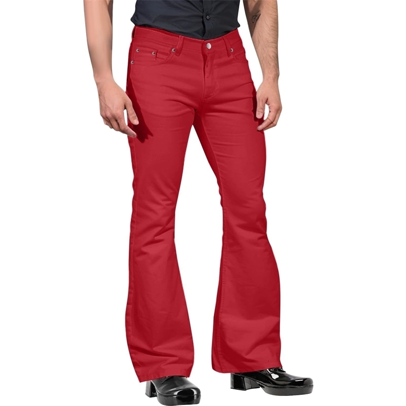 Fashion Mens Retro Flare Pants Solid Color Mid-Rise Trousers Casual Classic 70s Bell Bottom 250823