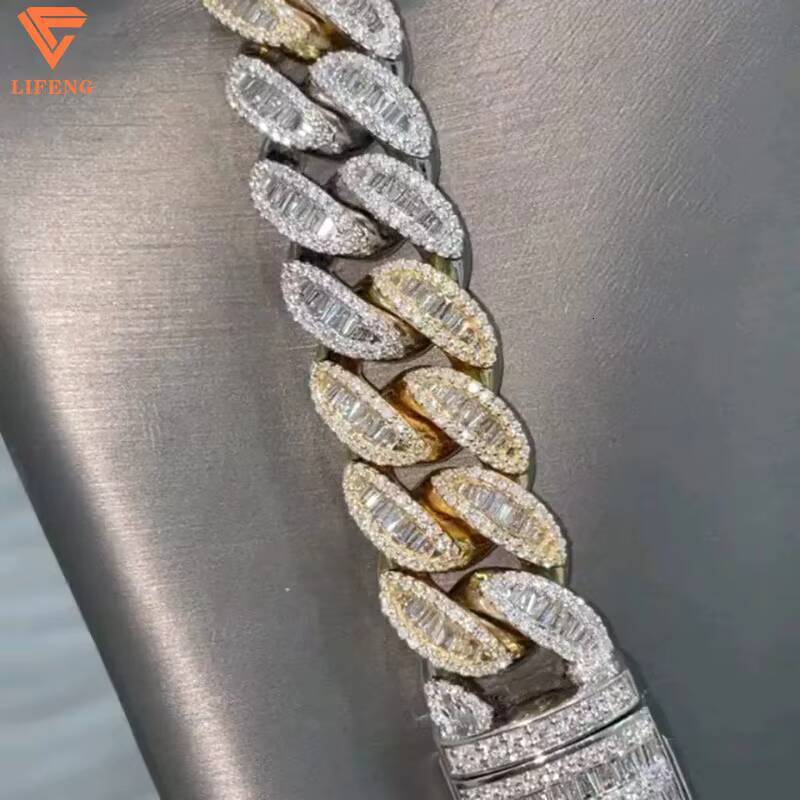 Customizable Big Chain Necklace 18mm20mm 925 Silver Rose Gold Plated VVS Buagatte Moissanite Miami Cuban Link Hiphop Style - view 5