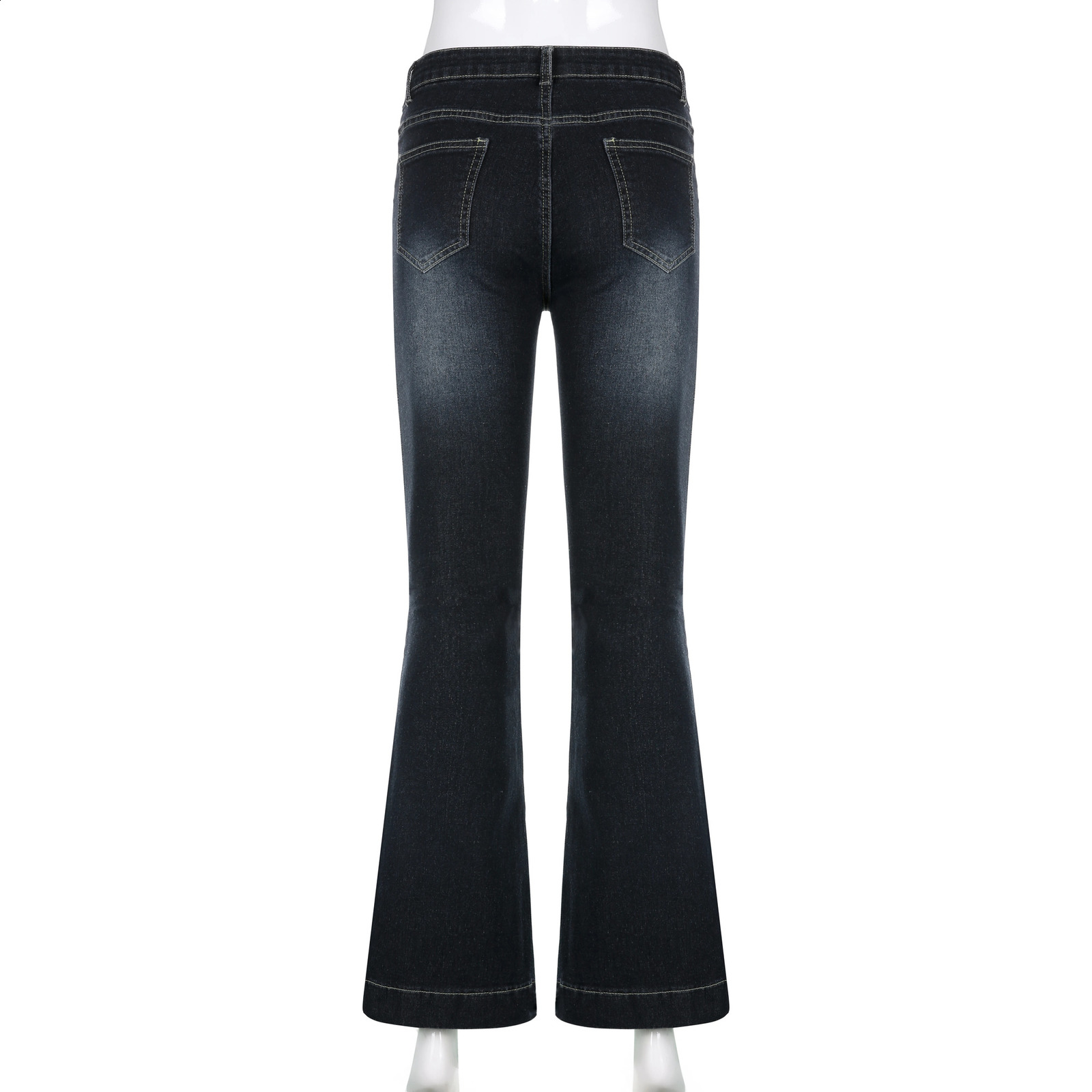 Rockmore Vintage Flare Low Washed Jean Pants Y2K Aesthetic High Street Denim Trousers Korean Casual Z260313