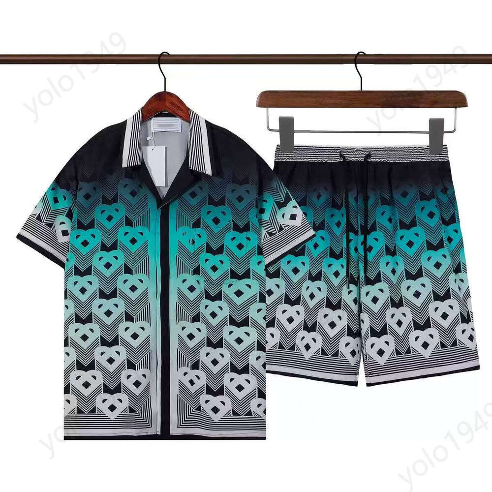 Men's Shirts High Quality Baroque Black Gold Hip Hop Print Beach ShirtShort Men Summer Casual Short Sleeve Set Button Down Shirt