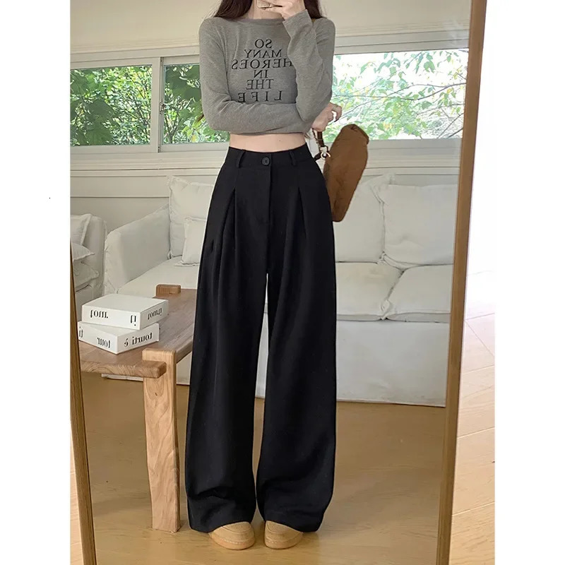 Of The Season Womens Casual Straight Leg Trousers High Waist Slimming Loose Fit Suit Pants Comfortable Fashionable Z260314