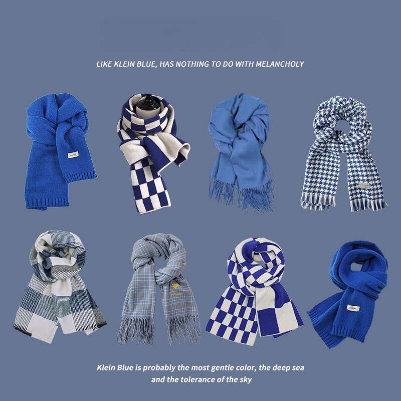 casquette beanie cap Klein Blue New Style Atmosphere Scarf Women Winter Shawl Thickened Warm Trendy Versatile Neck Warmer for Men Christmas