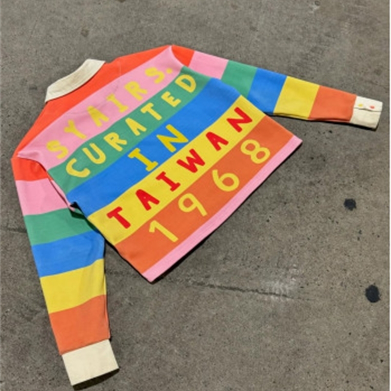 Y2K Spring Retro Splicing Striped Letter Collar Polo Shirt Long Sleeve Mens Harajuku Gothic Fashion Loose Hip Hop Couple Top 250823