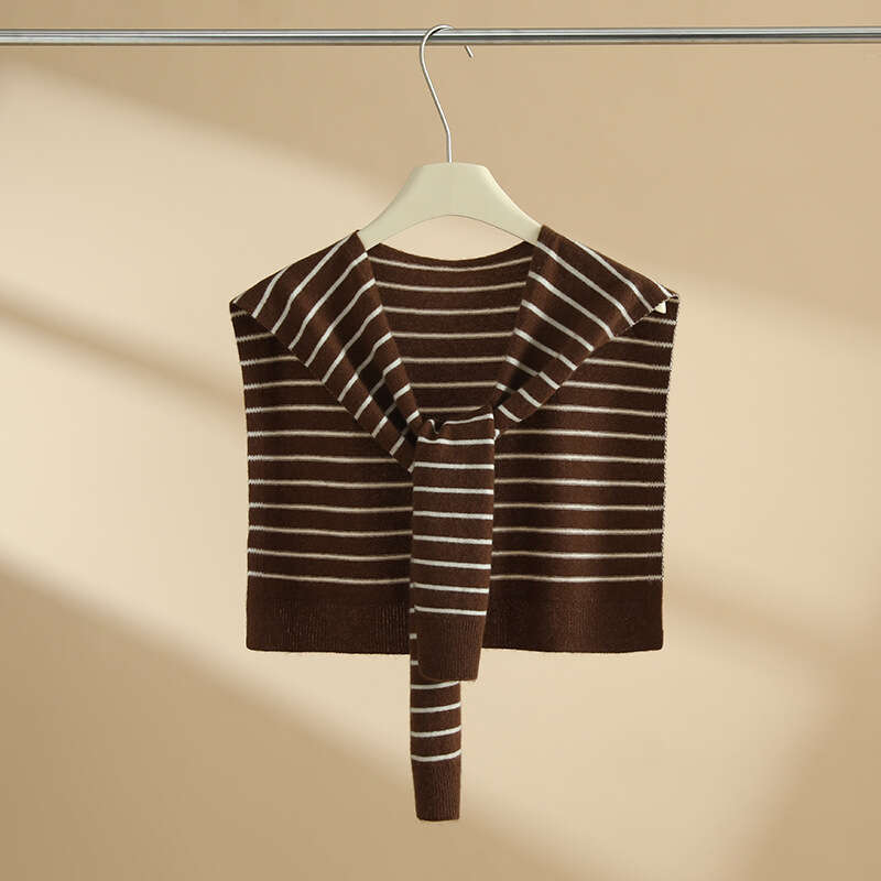 casquette beanie cap Autumn Winter Knitted Cashmere Scarf Thin Neck Warmer Fake Collar Striped Shirt Shawl