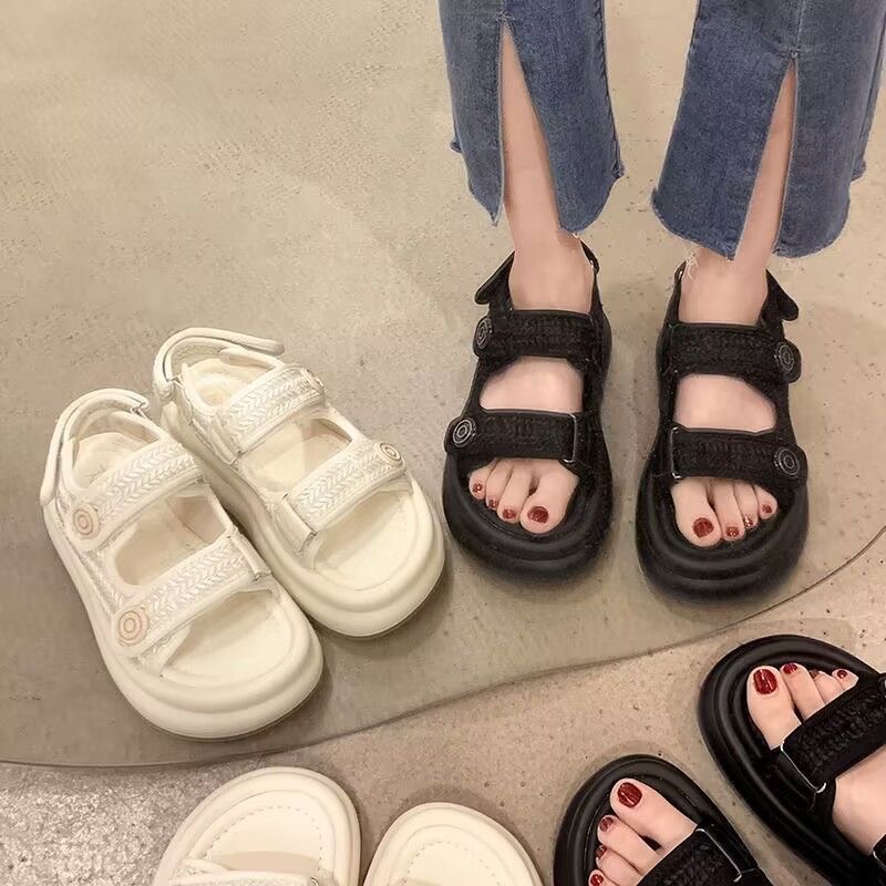 High Quality Women'S 2025 Fashion Brand, Hot Thick Soled Summer Casual Sandals, Suitable For Matching Dresses, Beach Shoes Without Boxes