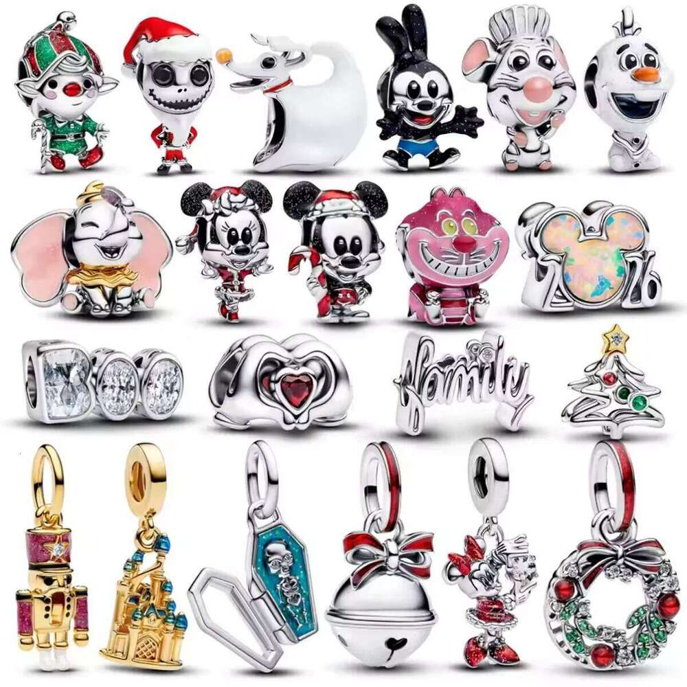 New 2025 Christmas 925 Sterling silver Mouse Animal Beads Charms Pendant Fit For Women Bracelet DIY Jewelry Gift