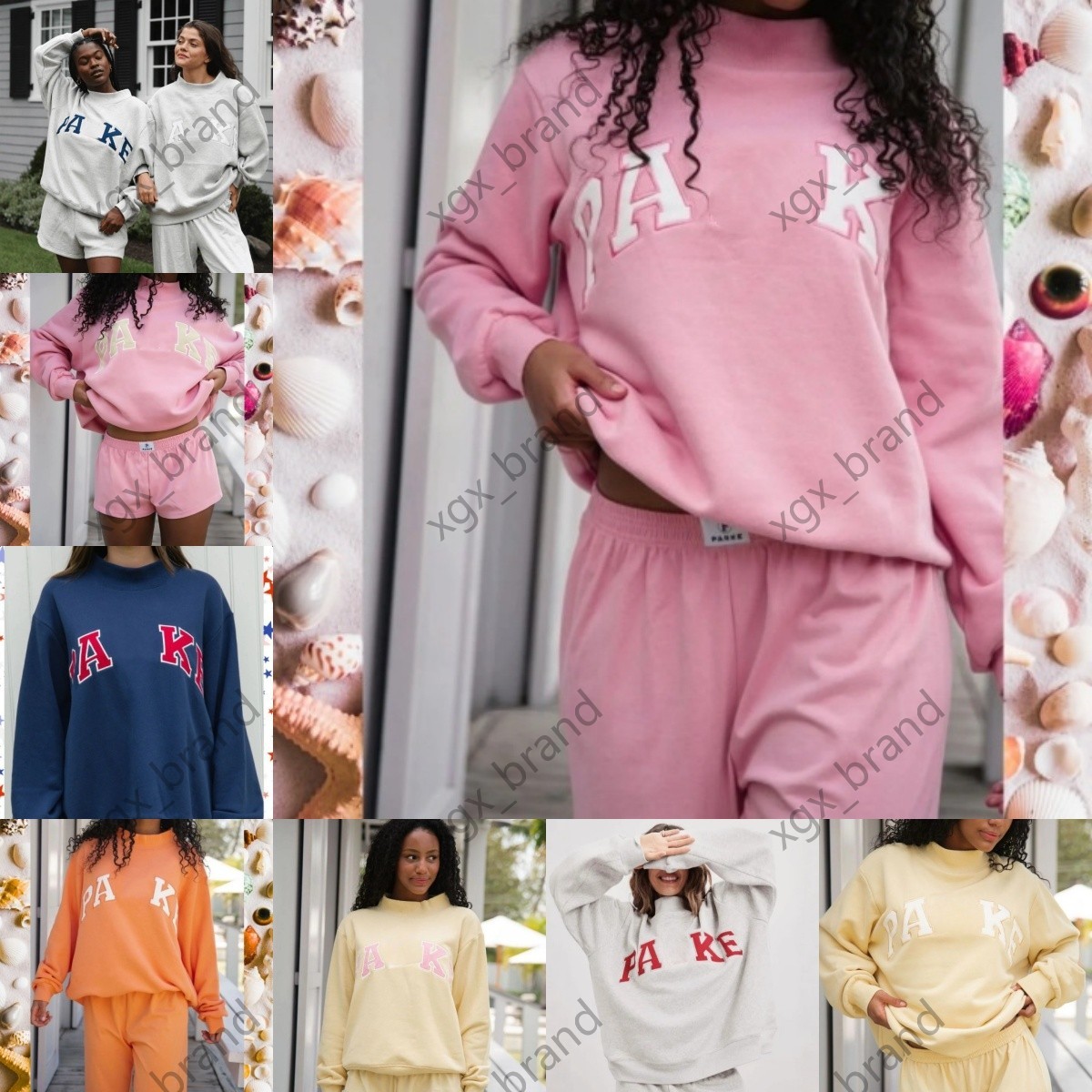 parke sweatshirt womens Fall Winter Crewneck Long Sleeve Casual Pullover Top Letter Embroidered Comfortable Loose Fit Classic varsity hoodies
