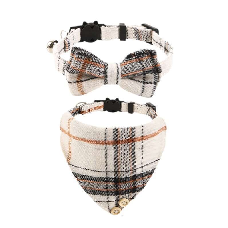 Lanjia- New British Style Plaid Bowknot Set Pet Bell Cat Collar 415E8