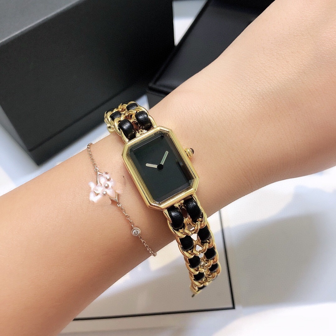 Designer Watch With Genuine Leather Srap For Women Quartz Movement Square Wristwatches Stainless Steels Christmas Gift