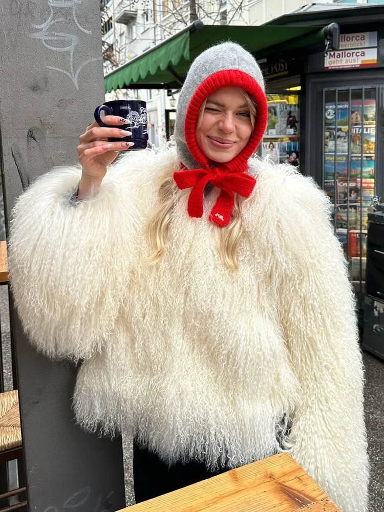 TARUXY Fashion Cropped Faux Fur Coat Womens Winter Ins Fluffy Short Faux Fur Jacket Street Style Warm Outwear 250901