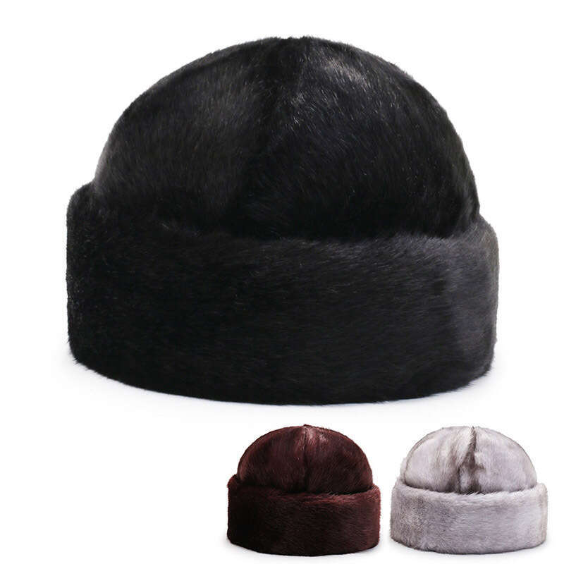 For Men And Women Pullover Faux Mink Fur Lei Feng Winter Cycling Warm Fleece Lined Thickened President Cotton Hat B5