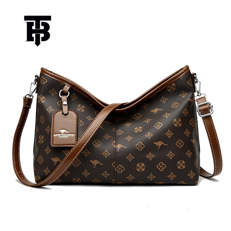 TB BHULAMTE Designer Luxury Retro Women's Old Flower Handbag Fashion Soft Leather Business Single Shoulder Crossbody Bag Free Shipping Large Capa