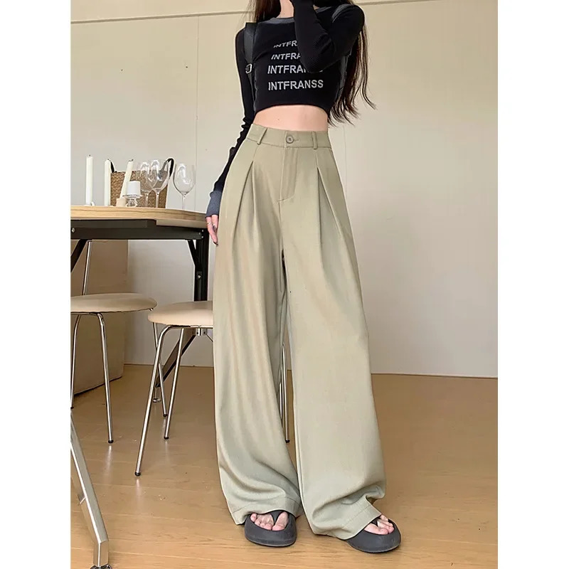 Of The Season Womens Casual Straight Leg Trousers High Waist Slimming Loose Fit Suit Pants Comfortable Fashionable Z260314
