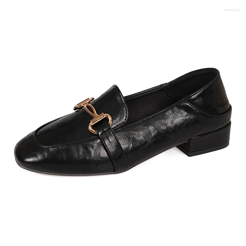 Dress Shoes Black Women's Loafers Spring/autumn Round Toe Fashion Leather Single Casual And Comfortable Office For Women2025