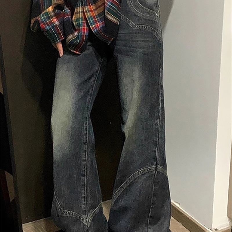 Y2K Spicy Dark Series Wide Leg Jeans Womens High Strt Splicing Loose Waist Slimming Flare Pants Z260313