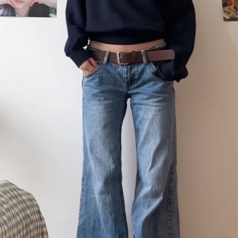 Autumn Winter Women Vintage Old Money Baggy Flare Jean Japanese Y2K Strtwear Denim Pants Grunge BellBottom High Strt Korean Z260313