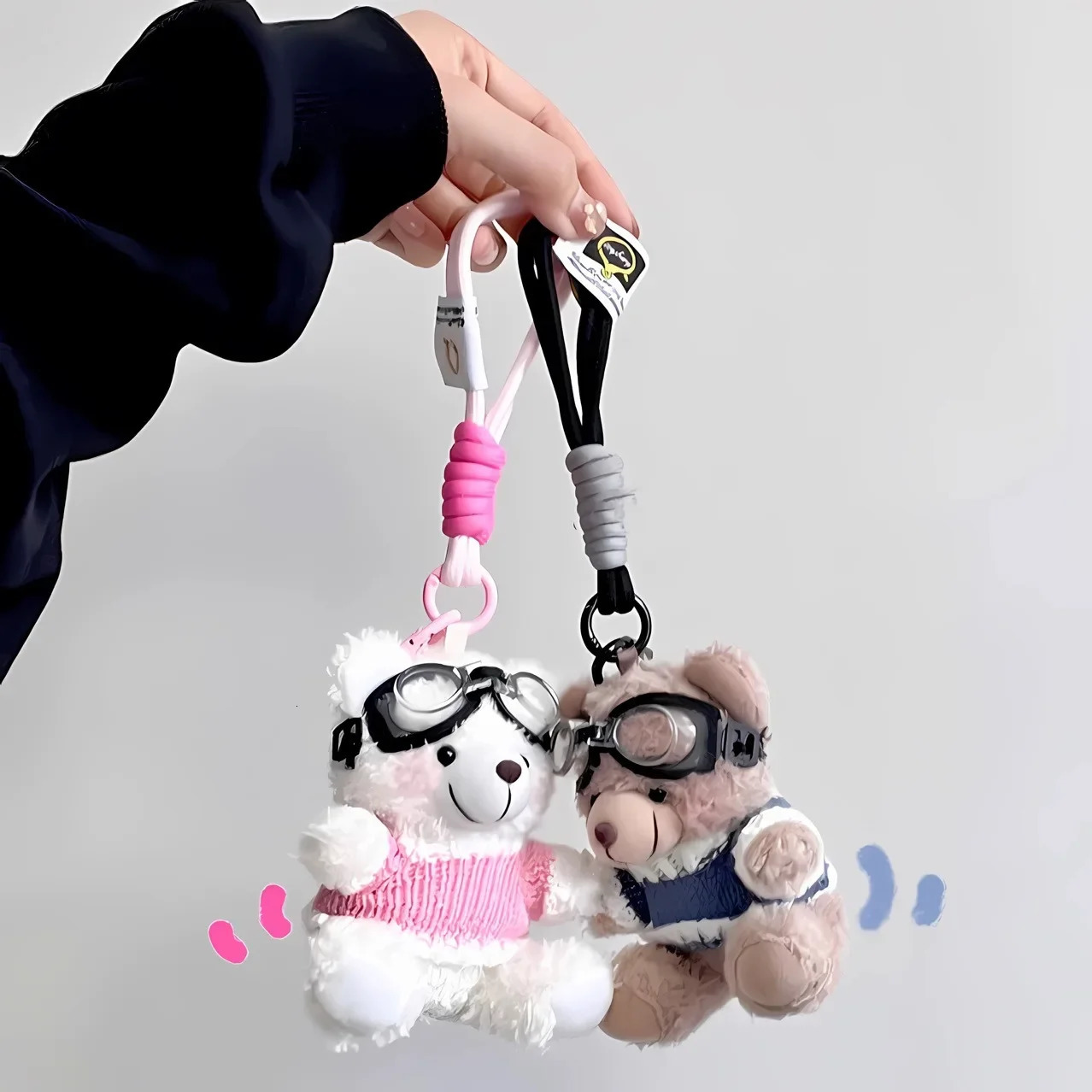 Cute Cartoon Small Bear Keychain Plush Brown Bear with Lovely Glasses Fashionable Bag Pendant Couple Keyrings 250825