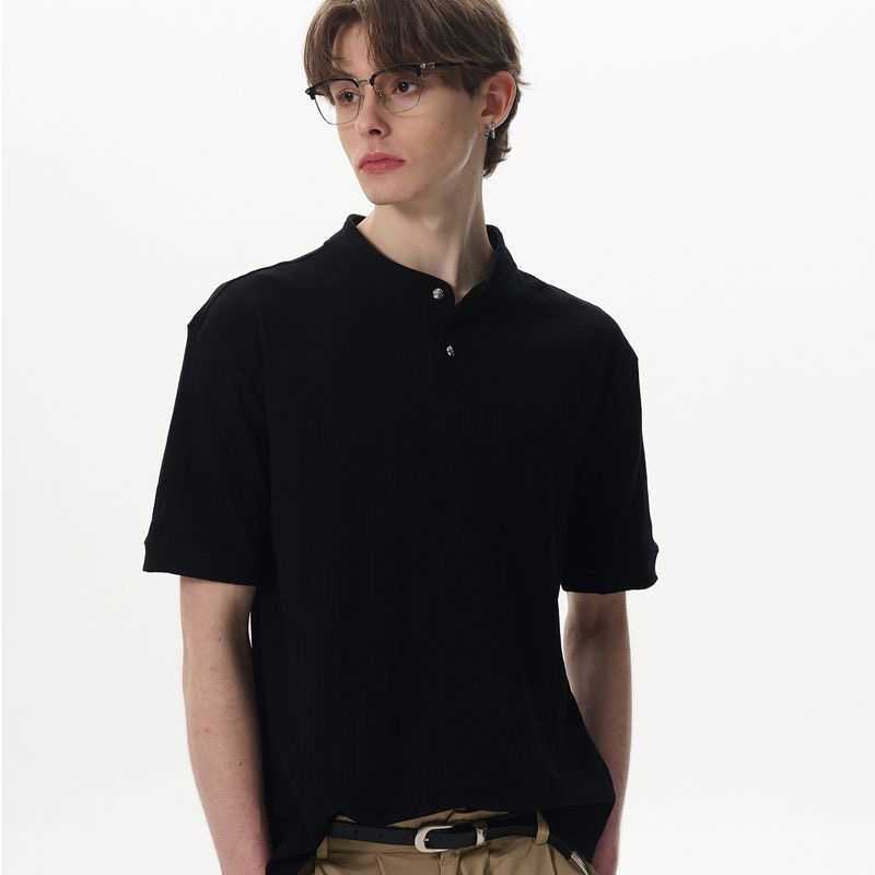 Three-color crystal stone bead-breathable round-neck basic knit short-sleeved T-shirt