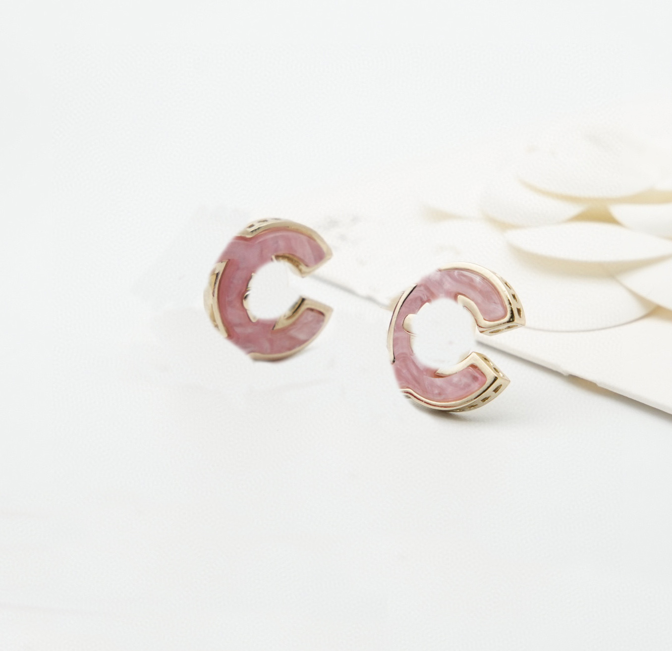 2025 Luxury quality charm drop earring with pink color design in 18k gold plated pendant necklace have stamp PS4647