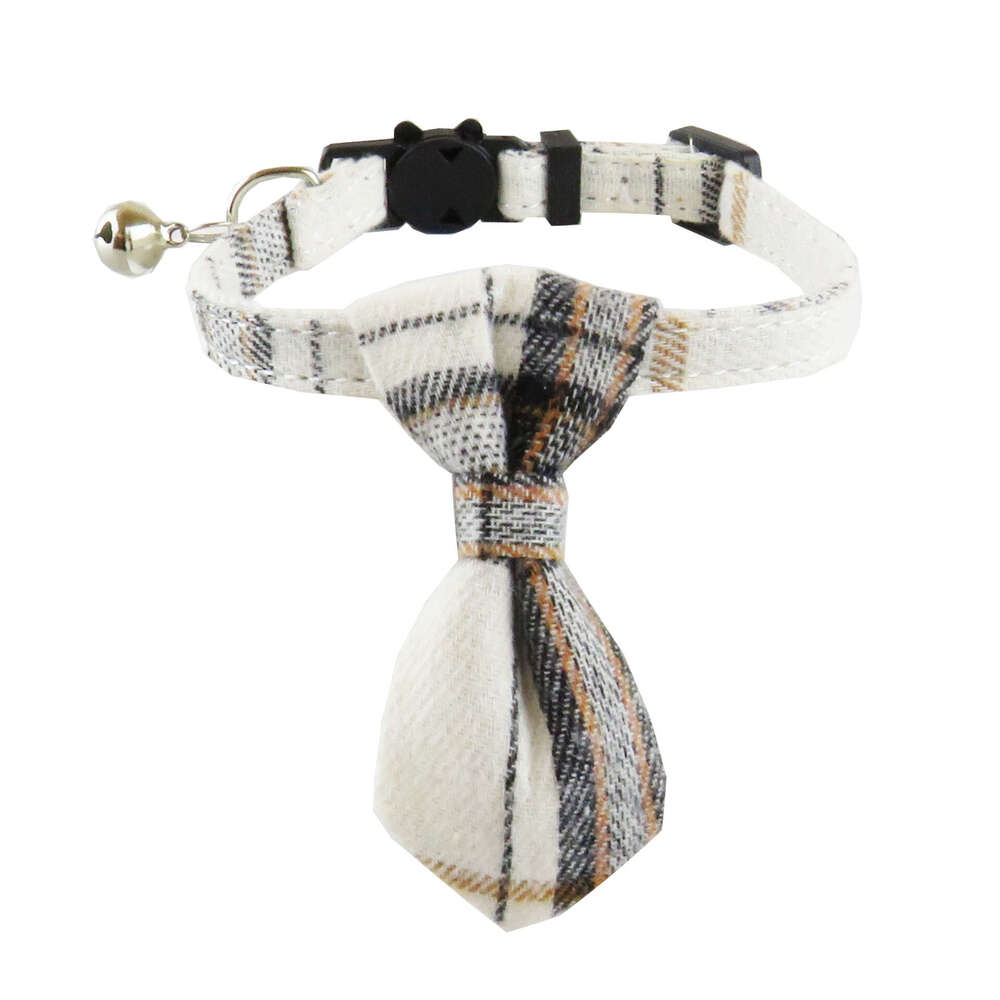 Lanjia- New British Plaid Bow Pet Bell Patch Buckle Cat Collar 90F25