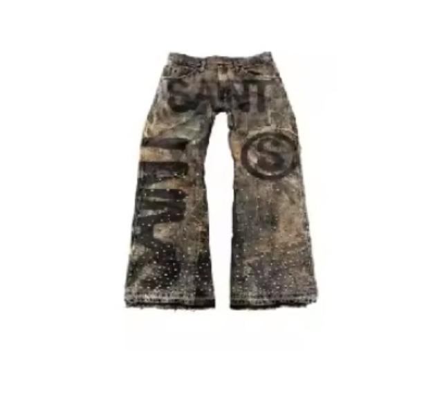 Men's Jeans High Street Y2k Men And Women Clothing Retro Hip Hop Letter Patch Embroidery Pants Gothic Fashion Mid Waist Wide Leg Baggy